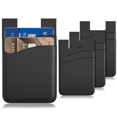 Sticky Card Holder for Back of Phone,3Pack Adhesive Phone Card Holder - color: Black x3