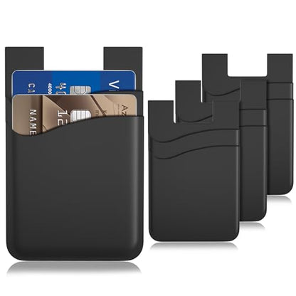 Sticky Card Holder for Back of Phone,3Pack Adhesive Phone Card Holder - color: Black x3