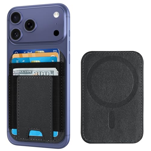 For Magsafe Wallet, 7 Cards Holder, Stronger Magnetic Wallet | Magnetic Phone Wallet for iPhone 17/16/15/14/13/12 Series, 2 Card Slots, RFID Blocking, Vegan Leather, Slim, Black - color: Black-Upgraded