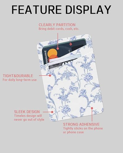 Leather Phone Wallet, Dual Pocket Sticky Wallet, Compatible with Most Cell Phones, Cute Dragonfly And Bird - color: Cute Dragonfly And Bird