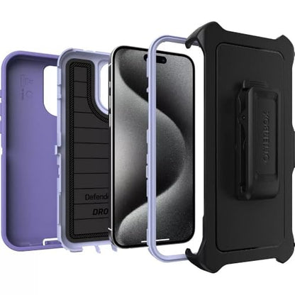 OtterBox iPhone 15 Pro Max (Only) - Defender Series Case - Mountain Majesty (Purple) - Screenless - Rugged & Durable - with Port Protection - Holster Clip Includes - Microbial Defense Protection - color: Mountain Majesty (Purple)