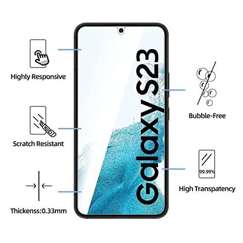 NEW'C for Samsung Galaxy S23 Screen Protector Tempered Glass Bubble Free - size: S23 6.1 inches