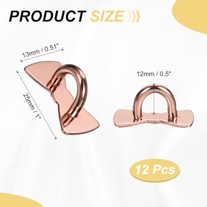 PATIKIL Metal Phone Charm Hook 1", 12Pcs Adhesive Bow Shaped Phone Finger Grip Hook Smartphones Keychain Ring Charm Loop for DIY Tablet Case Accessories, Rose Gold - color: Rose Gold