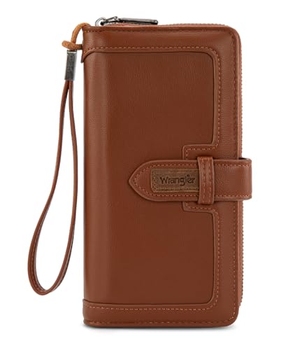 X Wrangler Women's Wallets Bifold Wristlet Wallets for Women Large Capacity Credit Card Wallet with ID Window - color: Brown