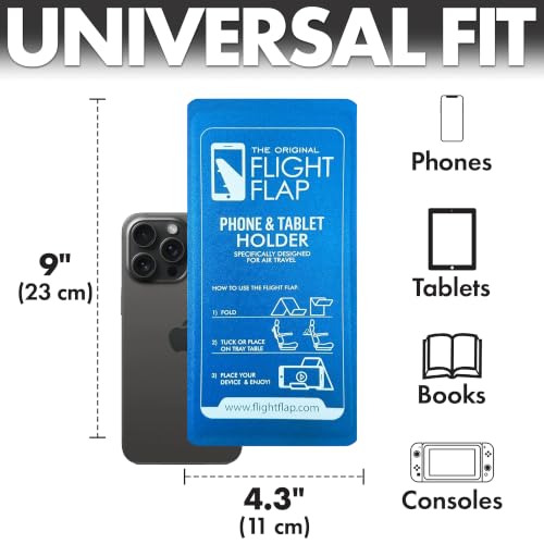 Flight Flap Airplane Phone Holder - Foldable Phone Stand for Plane Travel - color: Blue, size: Large