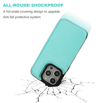 ONETOP for iPhone 16 Pro Wallet Case with Credit Card Holder,LightBlue | Kickstand,ID/Cash Holder,Case Wallet with Card Slots,Double Magnetic Clasp,Durable PU Leather Shockproof Cover for Women Men - color: Light Blue