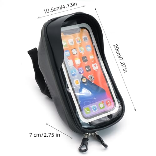 Bike Phone Holder, Bicycle Front Frame Handlebar Bag EVA Hard Shell Waterproof Bike Accessories with Touch-Screen and Rain Cover for Phones under 6.9''