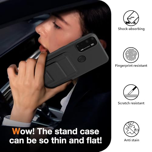 Compatible for AT&T Radiant Max 5G/Cricket Dream 5G Case with Card Wallet | Multi-Functional Magnetic Folding Card Holder/Slots Kickstand/Stand Slim Fit Protective Cover Case, Black