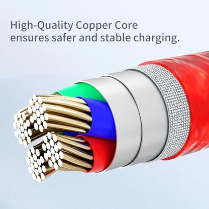3 in 1 Multi Charging Cable 2 Pack 4FT Red Braided Nylon USB Cable