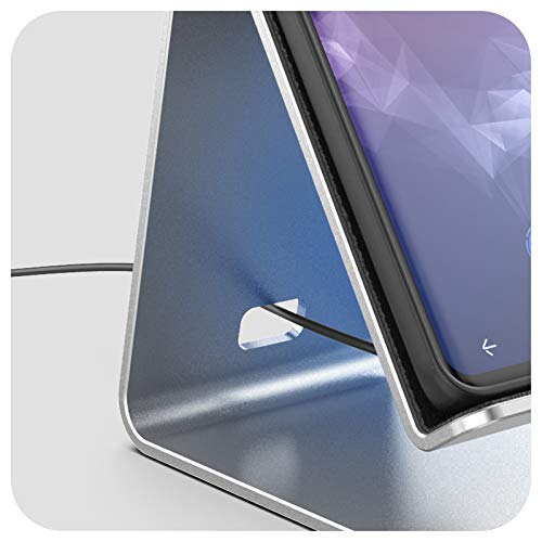 Encased PowerStand Wireless Charging Stand with Dimmable LED Backlights - Desktop Charger for iPhone, Android and Galaxy Phone Models (Aluminum Silver)