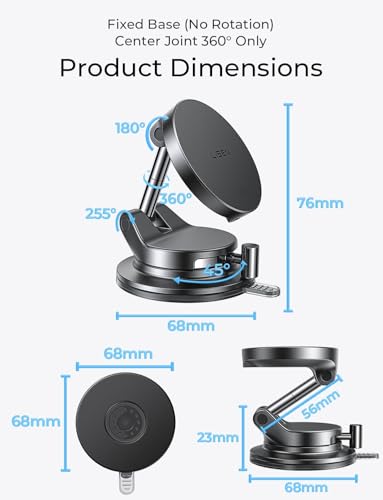 LISEN 15W MagSafe Car Mount Charger, Magnetic Wireless Car Phone Holder - color: Black, size: 1 Pack