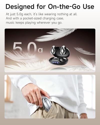 CoolJumper on Ear Earbuds, Bluetooth 6.1 Wireless Open Ear Headphones, Comfortable Fit with Crystal Clear Sound, 50-Hour Battery Life, Open-Ear Wireless Headphones for Gym