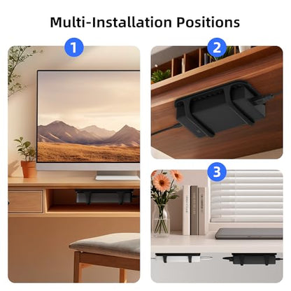 2 Pack Universal Silicone Laptop Charger Holder,Under Desk Power Brick Mount Organizer for Charging Brick & Cables,Flexible Non-Slip Power Bricks Mount,Secure Supply Holder for Laptop Charger,Black - color: Black*2