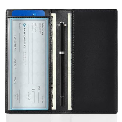 CoBak Checkbook Cover for Women & Men - PU Leather Case with RFID Blocking | Classic Design Check Book Holder for Personal and Business - color: Rosewood Garden