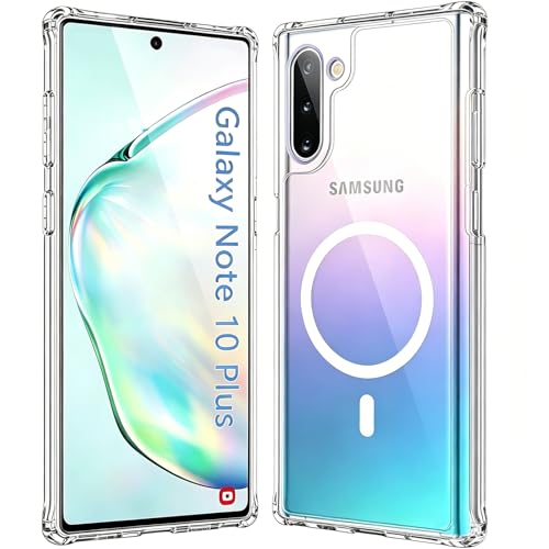 Magnetic Case for Samsung Galaxy Note 10+ Plus Case,Clear | Compatible with Mag-Safe, Military Grade Drop-proof Shockproof Anti-Yellowing Anti-Scratch Protective Transparent Cover - color: Note 10 Plus-Clear, size: Galaxy Note 10 Plus