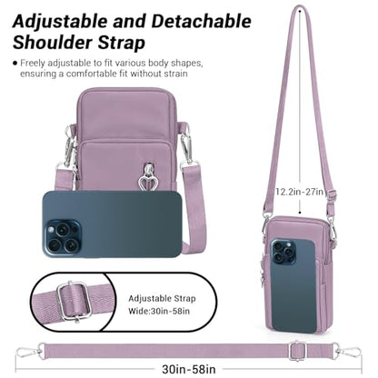 YINHEXI Small Crossbody Bags for Women Trendy, Mini Triple Compartment Cell Phone Crossbody Wallet Purses - color: Lavender-2