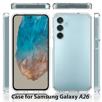 for Samsung Galaxy A26 5G Case Crystal Clear Slim Hard Case Hybrid Shockproof Bumper with Tempered Glass Screen Protector Full Body Anti-Yellow Anti-Scratch Phone Protective Cover - color: Galaxy A26 5G