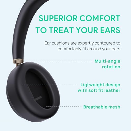 Yealink BH76 Plus Wireless Headset for Work, Bluetooth Headsets with Microphone Active Noise Cancelling (ANC), Retractable Hidden Mic Arm, Teams Certified Headset Compatible with PC Mac Mobile Phone - color: Black Teams, style: BH76 Plus USB-A
