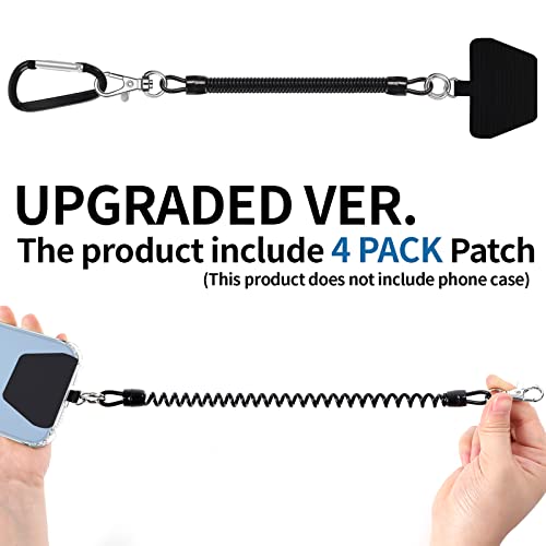 Doormoon Phone Lanyard Tether with 4 Patch, Cell Phone Lanyard with 2* Phone Tether, 4* Patch for Outdoor Hiking Climbing, BlackClear - color: Black and Clear - 2 Pack