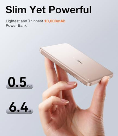 TORRAS MiniMag Power Bank,Ultra-Slim 10,000mAh Magnetic Wireless Portable Charger, 22.5W Fast Charging iPhone Air Magnetic Battery Pack Designed for iPhone 17 Pro Max/17 Pro/Air/16/15/14/13/12, Gold - color: Dune Gold