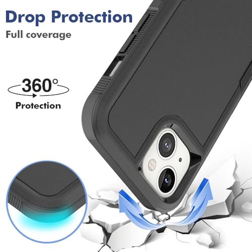 Heavy‑Duty Rugged Anti‑Drop Shockproof Protective Phone Case for iPhone 14/13, Durable Protective Shell, Black - color: Black, size: iPhone 14/13