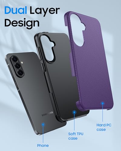 for Galaxy A37 5G Phone Case, Galaxy A36 5G Phone Case, Anti-Slip Textured, 14FT Mili-Grade Drop Protection Tested Samsung A37 5G Case, TPU+PC Dual Layer Shockproof Cover for A56 (Purple) - color: Purple