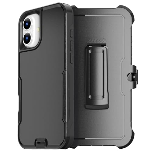 AICase for iPhone 16 Plus Case with Belt Clip,[Compatible MagSafe] Heavy Duty 20 FT Drop Protection Full Body Rugged Shockproof Military Protective Tough Durable Phone Cover 6.9" for Men Women - color: Black+Belt Clip with Magsafe