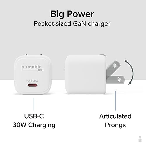 Plugable 30W USB-C GaN Charger, White