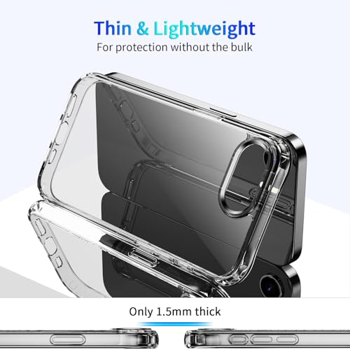 DEERLAMN Clear Case for iPhone 17E/iPhone 16E 6.1-Inch, Military Grade Drop Protection Anti-Scratch Transparent Ultra Slim Non-Yellowing Shockproof Protective Phone Cover - size: iPhone 16E 6.1-Inch