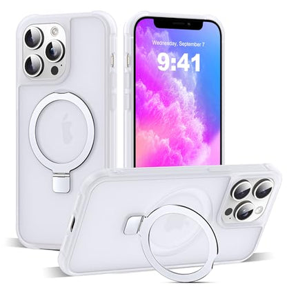 SKYLMW Compatible with iPhone 11 Pro Max Case with Stand,Translucent | iPhone 11 Pro Max Phone Case 6.5",Magnetic Ring Stand,Compatible with MagSafe,Military-Grade Protection,Great Grip Feeling - color: Translucent, size: Iphone 11 Pro Max