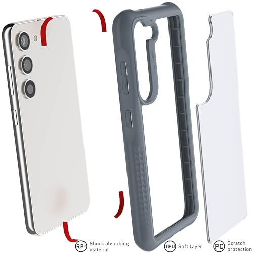 Ghostek Covert Samsung Galaxy S23 Clear Case with Military Grade Shockproof Protection, Non-Slip Grip, Protective Silicone Phone Cover Designed for 2023 Galaxy S23 (6.1") (Gray) - color: Gray [Limited], size: Galaxy S23