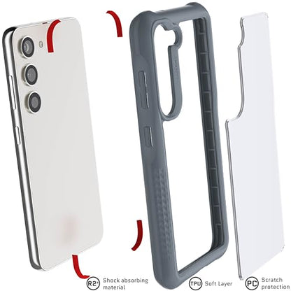 Ghostek Covert Samsung Galaxy S23 Clear Case with Military Grade Shockproof Protection, Non-Slip Grip, Protective Silicone Phone Cover Designed for 2023 Galaxy S23 (6.1") (Gray) - color: Gray [Limited], size: Galaxy S23