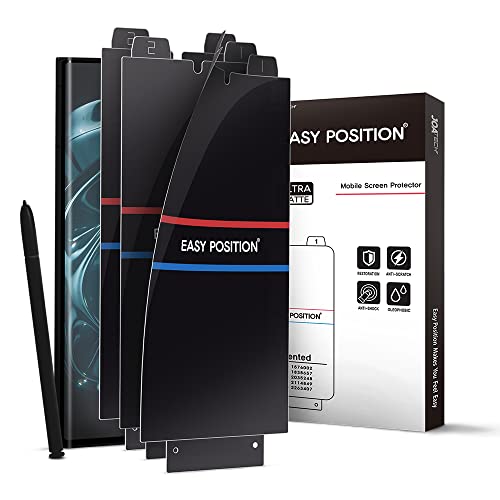 Screen Protector Film (3-Pack) for Galaxy S22 Ultra, [Matte] Anti Glare, Fingerprint Compatible Perfect Touch, Easy Installation with Guide tool