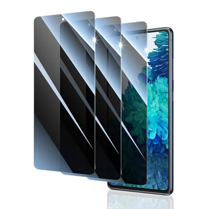 Privacy Screen Protector for Samsung Galaxy S20 FE, Anti-Spy Tempered Glass, 9H Hardness Anti-Scratch, 2.5D Curved Edges, Bubble-Free Case Friendly - 3 Pack - color: S20 FE Black