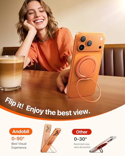 andobil [2026 Ultra-Thin] Magnetic Phone Ring Grip for MagSafe, Orange - color: Orange Carbon Fiber