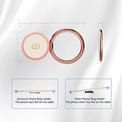 Syncwire Cell Phone Ring Holder Stand, 360 Degree Rotation Finger Ring Kickstand with Polished Metal Phone Grip for Magnetic Car Mount Compatible with iPhone, Samsung, LG, Pixel - Rose Gold - color: Rose Gold, size: 1 Pack