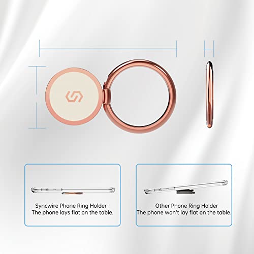 Syncwire Cell Phone Ring Holder Stand, 360 Degree Rotation Finger Ring Kickstand with Polished Metal Phone Grip for Magnetic Car Mount Compatible with iPhone, Samsung, LG, Pixel - Rose Gold - color: Rose Gold, size: 1 Pack