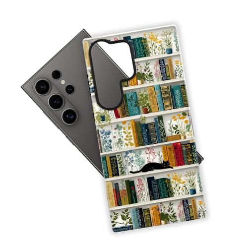 Compatible with Samsung Galaxy S26 Ultra Case,Glossy Case All-Round Protection Shockproof Anti-Scratches TPU Cover,Cases for Man Woman-Book Shelf Flower Plants Cat - color: Book Shelf Flower Plants Cat, size: Galaxy S26 Ultra
