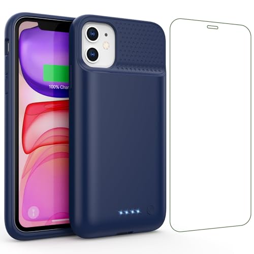 Battery Case for iPhone 11/XR, 7500mAh Ultra-Slim Portable Charging Case Rechargeable Protective Battery Pack for iPhone 11 and iPhone XR External Charger Case 6.1 Inch-Blue - color: Blue