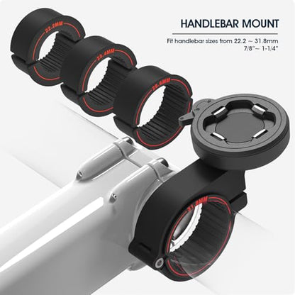 Bike Handlebar Phone Mount with Shockproof Silicone Grip – Quick-Lock Aluminum Out-Front Holder with Quad Safety Buckles & Elastic Strap, Fits 4.0”–6.7” Phones – Secure Fit for Road & Urban Rides - style: 【4-Buckle Style】Stem Mount + Silicone Adapter - Bl