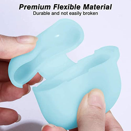 Lerobo for AirPod Pro Case, Silicone Cover with Keychain, Nightglow Blue - color: Nightglow Blue