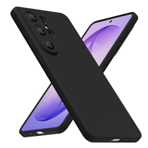 LoeoeL for Samsung Galaxy S26 Ultra Phone Case Silicone, Minimalist Ultra Thin Slim Soft Rubber Gel Solid Color Matte TPU Cute Case for Women, Girly Plain Aesthetic Design & Camera Cover, Black - color: Black, size: S26 Ultra