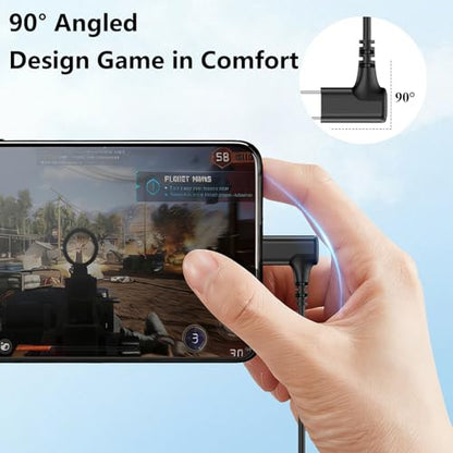 90° Angled USB C Headphones for iPhone Duo 18 17 16 15 Pro Max Wired Earbud - color: Black