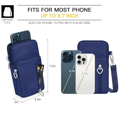 YINHEXI Small Crossbody Bags for Women Trendy, Mini Triple Compartment Cell Phone Crossbody Wallet Purses - color: Dark Blue-2