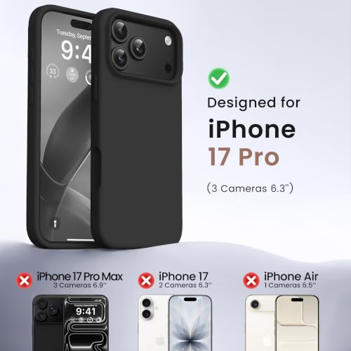 GONEZ Magnetic for iPhone 17 Pro Case, Silicone Cover Black - color: Black, size: Iphone 17 Pro