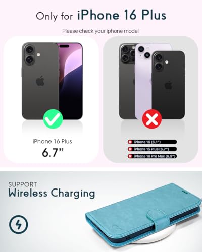 OCASE for iPhone 16 Plus Wallet Case, PU Leather Crossbody Phone Case with Removable Shoulder Strap, Kickstand, RFID Blocking Card Slots, Flip Folio Phone Cover 6.7 Inch 2024, Ice Blue - color: Ice Blue, size: iPhone 16 Plus
