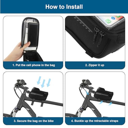 Bike Phone Handlebar Bag Quick Release Bike Front Frame Bag Bike Phone Mount Bag Waterproof Sensitive Touch Screen & Sun Visor Bike Top Tube Bag Suitable for Cell Phones 7'' - style: Bike Front Frame Bag