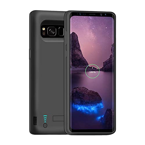 Battery Case for Samsung Galaxy S8+ Plus, 6500mAh Rechargeable Extended Battery Charging Case with Kickstand Black