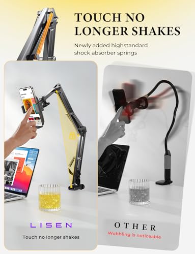 LISEN Cell Phone Holder for Bed Desk, Overhead Phone Mount iPhone Recording