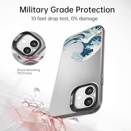 for iPhone 12/12 Pro Case, TPU, Drop Protection, Waves | Matte Silver Back, Shockproof, Fade-resistant, Anti-yellow, Lens Protection, Precise Cutout, Slim grip, Waves - color: Waves, size: iPhone 12/12 Pro